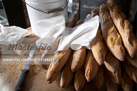 Baguettes with White Napkins