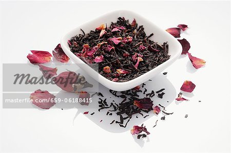 Dried rose tea leaves