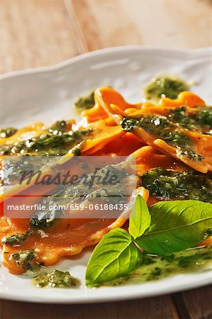 Lobster Ravioli with Homemade Pesto Sauce