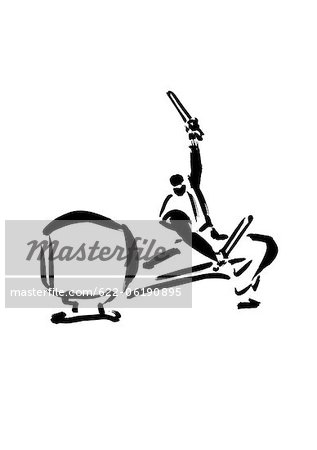 Man Playing Drum, Illustration