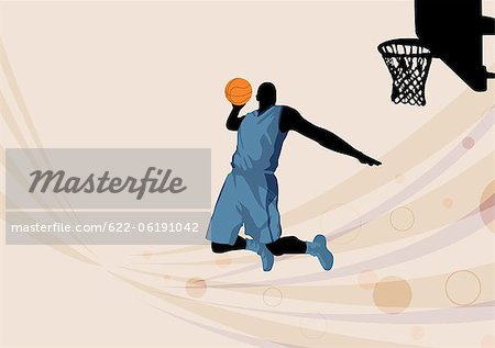 Basketball-Spieler springen, Illustration
