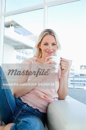 Blonde with a coffee