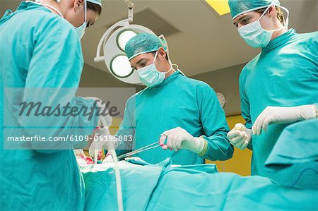View of a serious surgical team