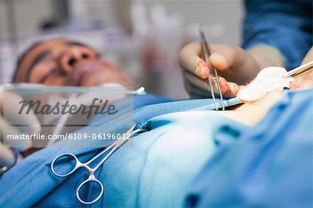Unconscious male patient during a surgery