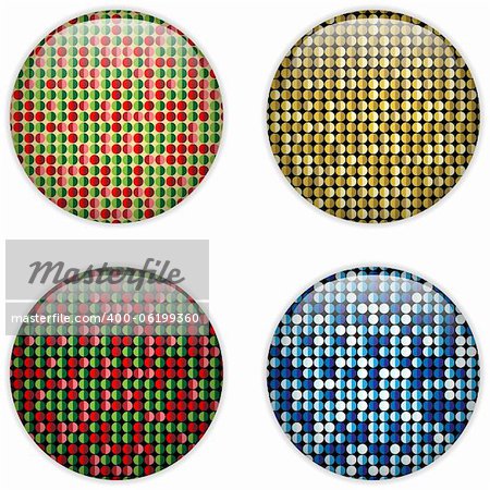 Vector - Glass Circle Button Colorful Dots