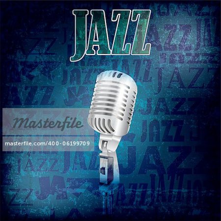 abstract grunge jazz background with retro microphone