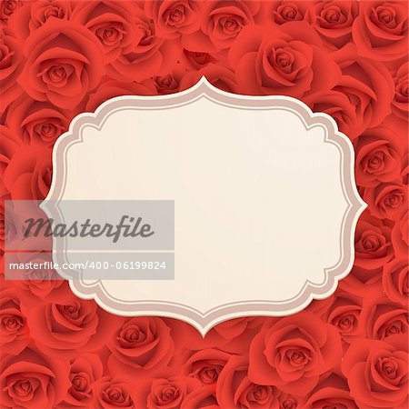 Greeting card with roses and place for text.