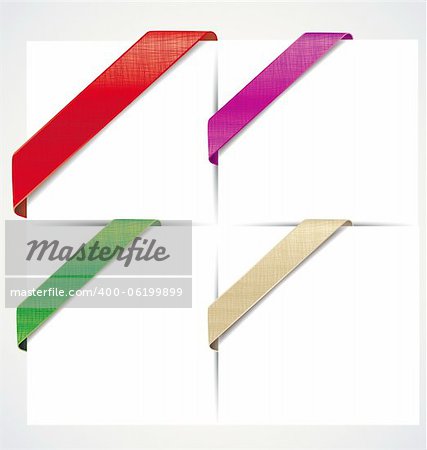 the corner colored ribbons on a white background