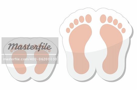 Footsteps icon set - small baby feet and adult. Holidays, family, human body parts concept
