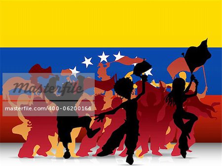 Vector - Venezuela Sport Fan Crowd with Flag