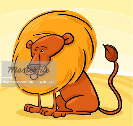 Cartoon Illustration of Cute African Lion Character