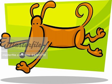 cartoon doodle illustration of running dog or puppy