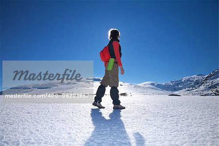 woman at Gredos mountains in Avila Castilla Spain