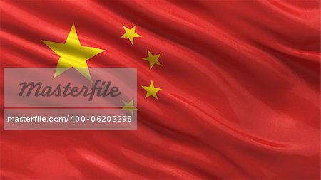 Flag of China waving in the wind with highly detailed fabric texture