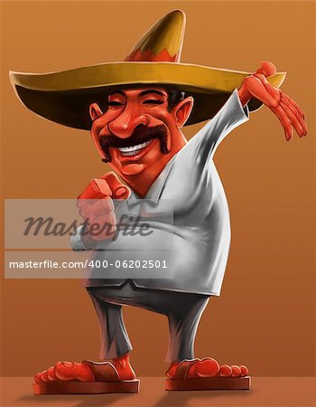 traditional mexican with a sombrero and smiling