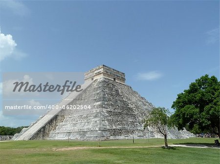 Chichen Itza - the main pyramid El Castillo also called The Temple of Kukulcan. This is one of the new 7 wonders of the world. Located in the Yucatan Peninsula of Mexico.