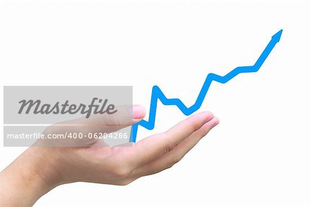 women hand and business graph