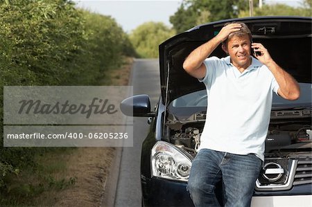 Driver Broken Down On Country Road