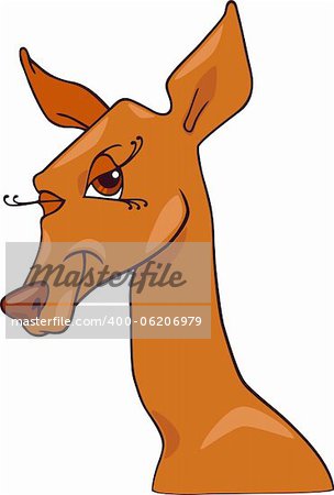 Cartoon Humorous Illustration of Cute Doe or Roe Animal Character