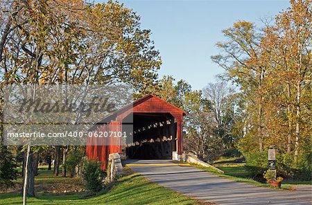 Pool Forge Covered Bridge in Autumn,Lancaster County,Pennsylvania,USA.
