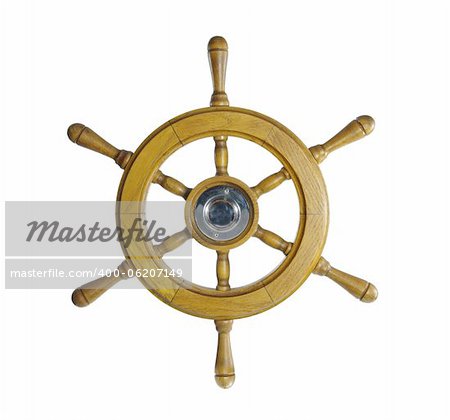 steering wheel of sailing-ship on a white background