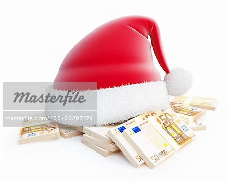 santa hat euro on a white background