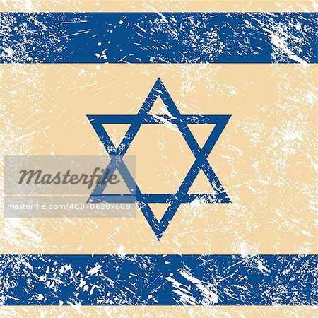 Israeli vintage flag - grunge old style