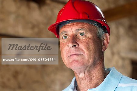 Construction worker wearing hard hat