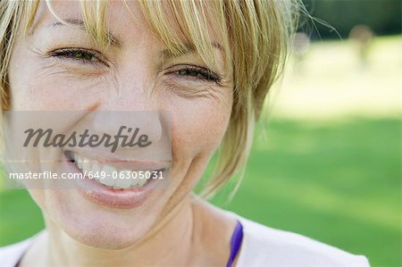 Close up of womans smiling face