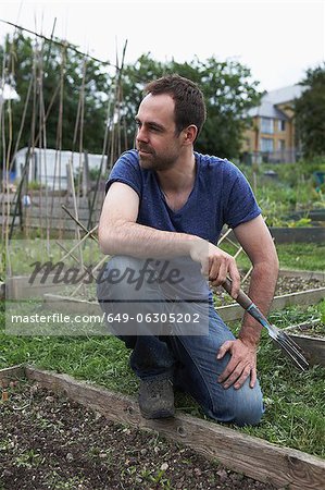 Man working in allotment