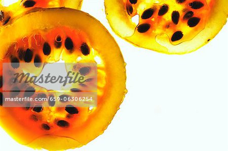 Sliced passion fruit