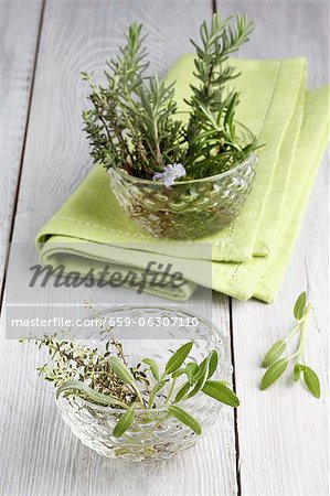 Fresh rosemary, thyme and sage