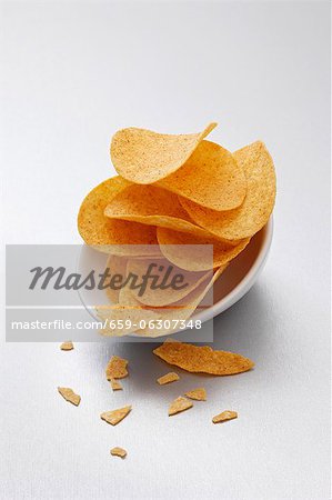 Potato crisps in bowls