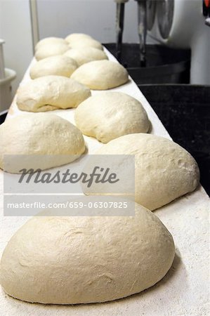 Bread dough in a bakery