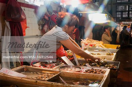 Seafood market at the Red Market, Macau