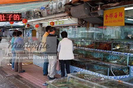 Magasins de fruits de mer à Sai Kung, Hong Kong