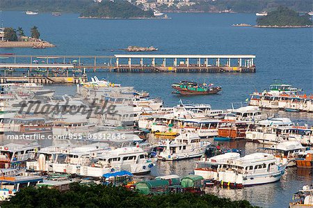 Yachts and boats anchoring by the pier, Sai Kung, Hong Kong