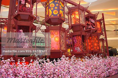 Chinese new year decorations at Elements shopping mall, Kowloon west, Hong Kong