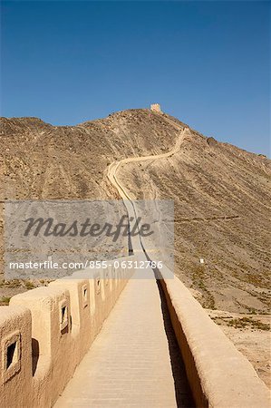 Overhanging Great Wall, Jiayuguan, Silkroad, China