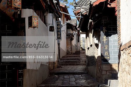 Motels à la ville antique, Lijiang, Province du Yunnan, Chine