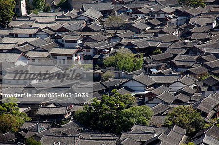Wohn-Dächer in der alten Stadt Lijiang, Provinz Yunnan, China