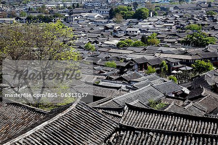 Residential rooftops at the ancient city of Lijiang, Yunnan Province, China