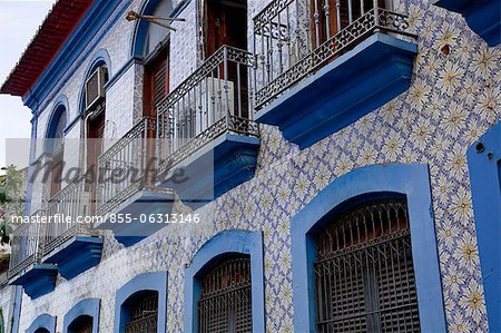 Maisons de l'époque coloniale à Rua faire Giz, Sao Luis, Brésil