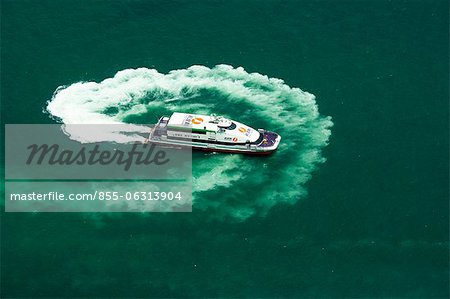 Bird's eye view of First ferry from Sky100, 393 metres above sea level, Hong Kong