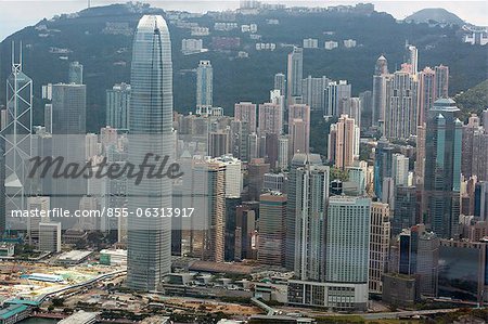 Bird's eye sweep of Central area from Sky100, 393 metres above sea level, Hong Kong