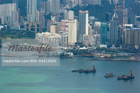 Bird's eye sweep of Causeway Bay area from Sky100, 393 metres above sea level, Hong Kong