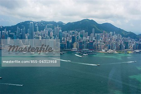 Bird's eye sweep of Central and West Point area from Sky100, 393 metres above sea level, Hong Kong