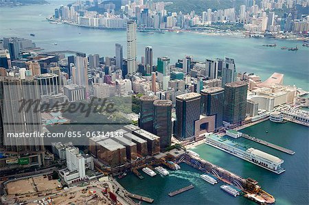 Panoramic sweep of Tsimshatsui skyline from Sky100, 393 meters above sea level, Hong Kong