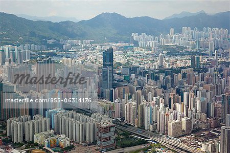 Panorama Schwung des Mongkok Stadtansicht von Sky100, 393 Meter über dem Meeresspiegel, Hong Kong
