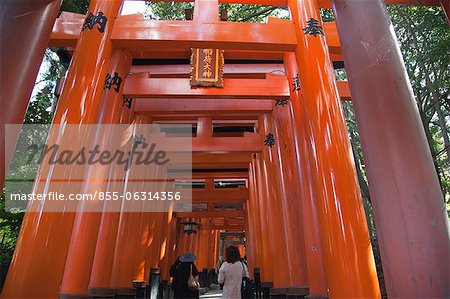 Tunnel de portes torii au sanctuaire de Fushimi Inari Taisha, Kyoto, Japon